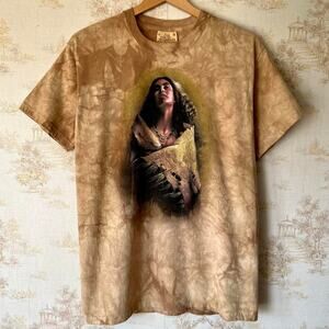 Vintage 2000s The Mountain T-Shirt | Native Woman Earth-Tone Tie Dye | Medium